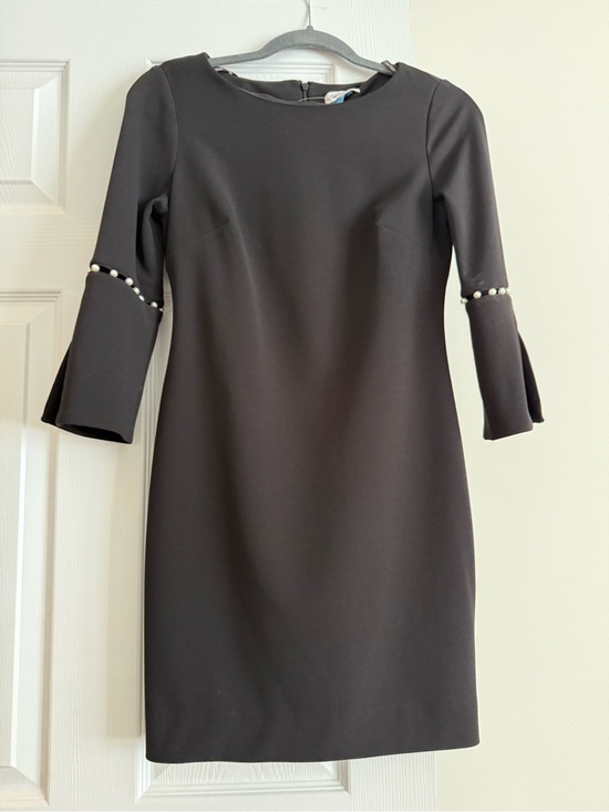 Calvin Klein Dresses & Skirts - Calvin Klein Black Mini Dress with Pearl-Trim Sleeves